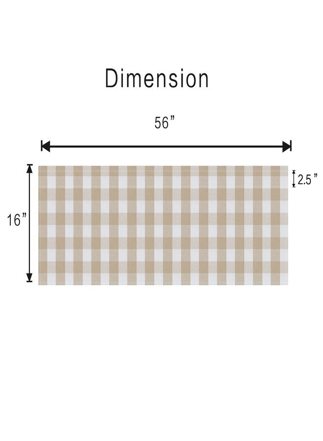 UPOPO 2 Pieces Valences Buffalo Check Kitchen Tier Curtains Classic Plaid Gingham Farmhouse Window Curtain Valance Living Room Bedroom Rod Pocket Beige & White 56"x 16" - Image 2